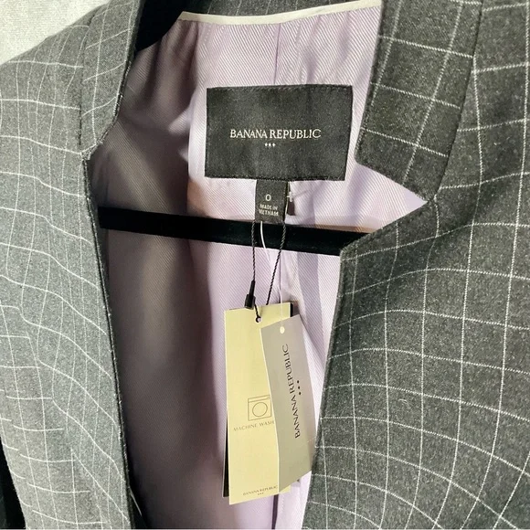NWT Banana Republic One Button Plaid Blazer Size 0 - Picture 5 of 7